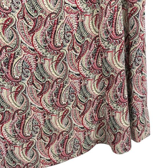 Talbots Petite Pure Silk Paisley Midi A-Line Red Beige Skirt Side Zip sz 10P - Picture 7 of 16